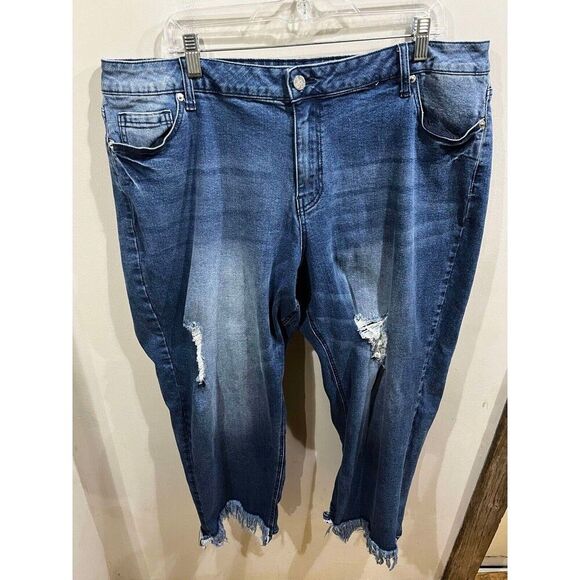 Poetic Justice Jeans Womens 22R Verla Boyfriend High Rise Blue Relaxed Stretch - Picture 1 of 9